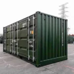 Contentor verde de 6 metros com lateral aberta